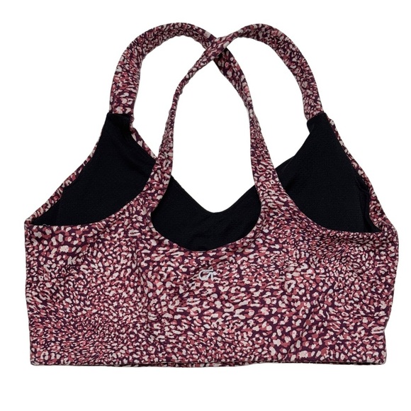 {GAP} "GapFit GFit Low Impact Long Line Pink Multi Cheetah" Gym Yoga Sports Bra - Picture 4 of 6